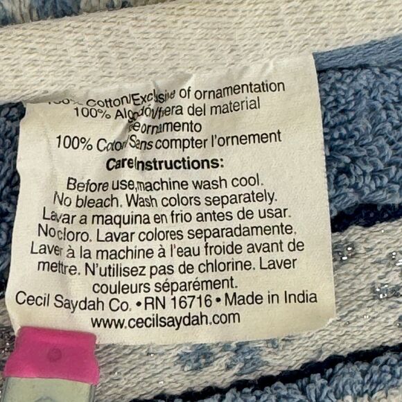 Vintage Bath Towel Cecil Sayday Set of 2 Snowman Snowflakes Blue white - Picture 10 of 16